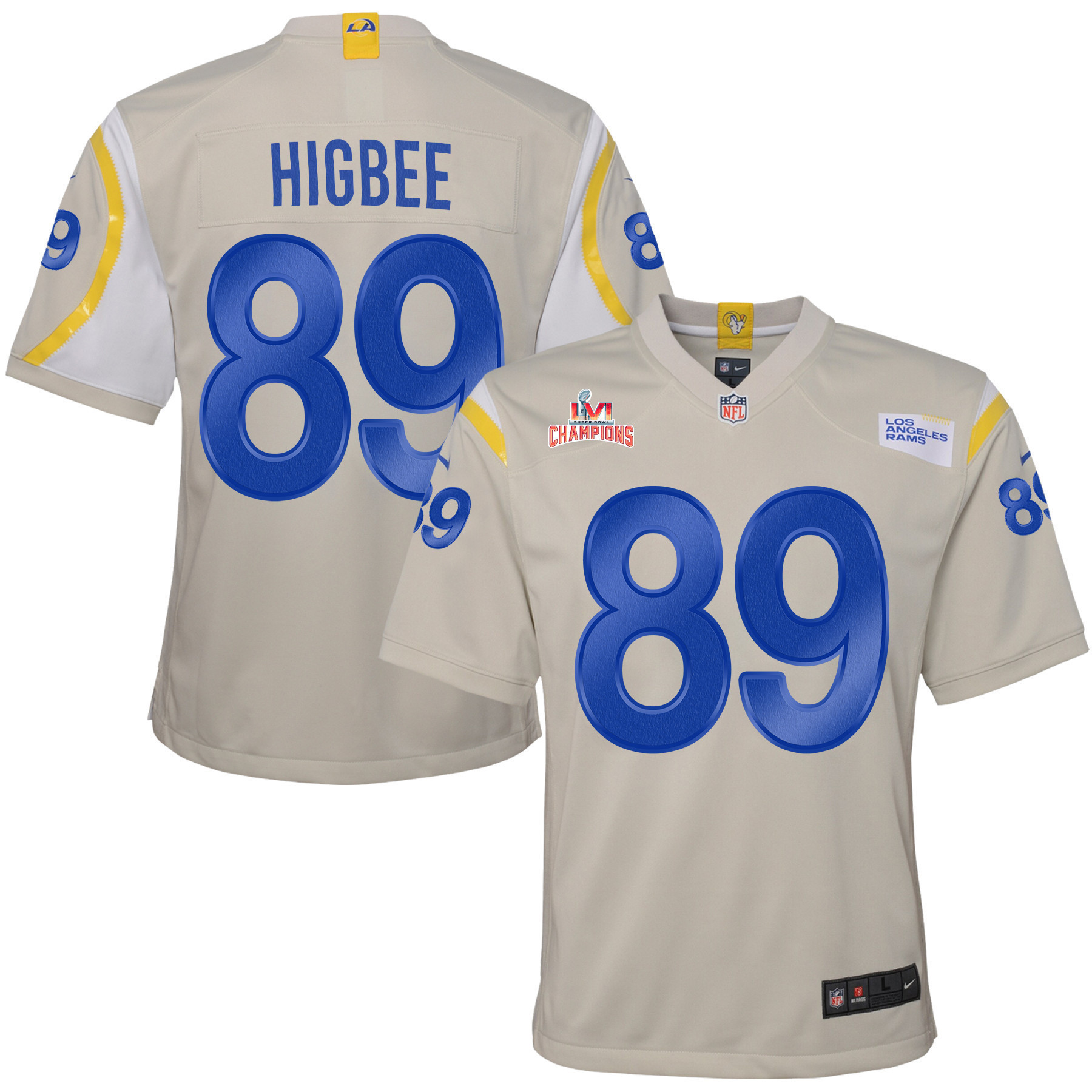 Super Bowl LVI Champions Los Angeles Rams Tyler Higbee 89 Bone Youth's Jersey Jersey