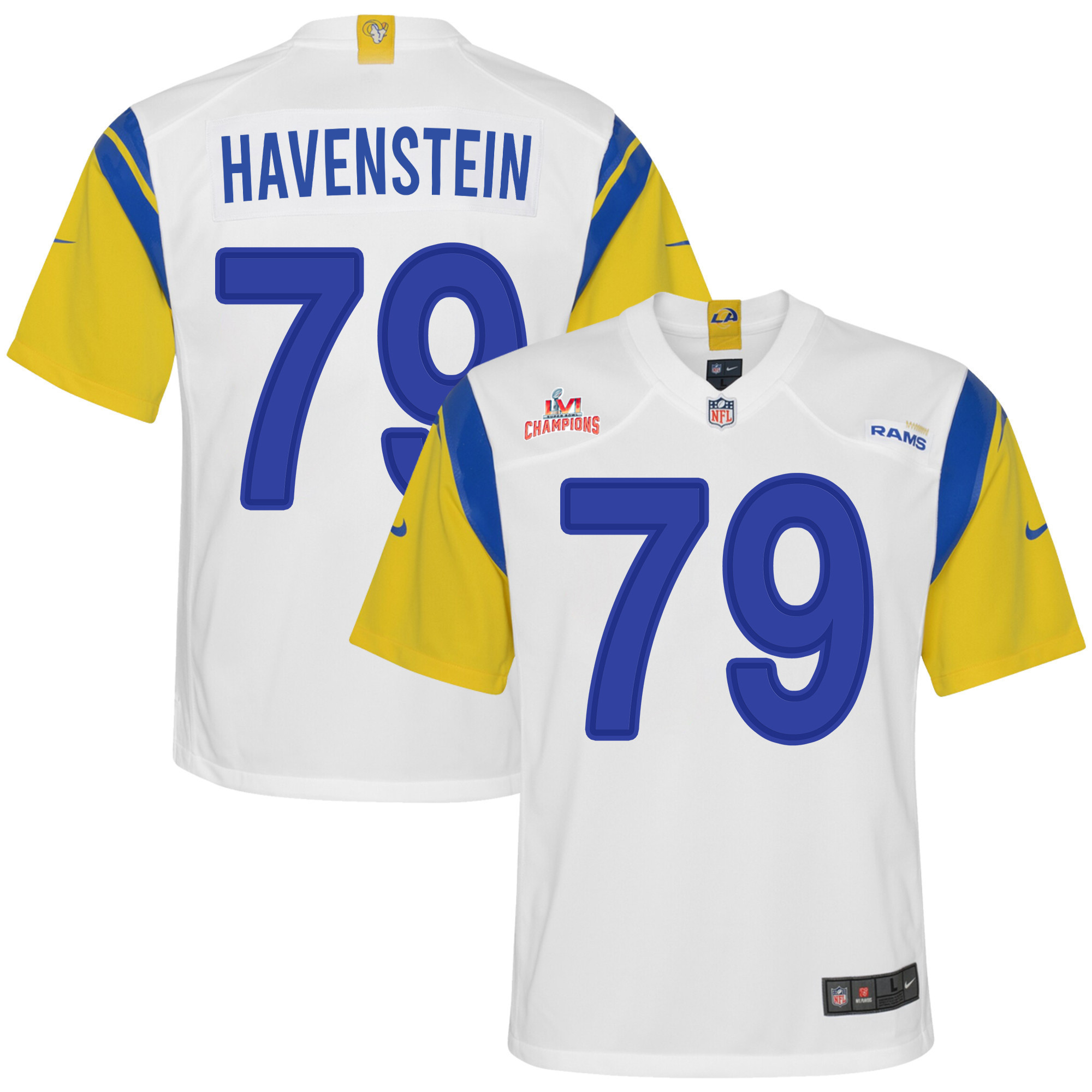 Super Bowl LVI Champions Los Angeles Rams Rob Havenstein 79 White Youth's Jersey Jersey