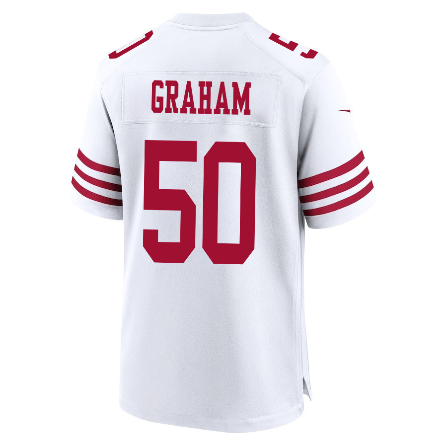 Jalen Graham 50 San Francisco 49ers Super Bowl LVIII Patch Game Men Jersey - White