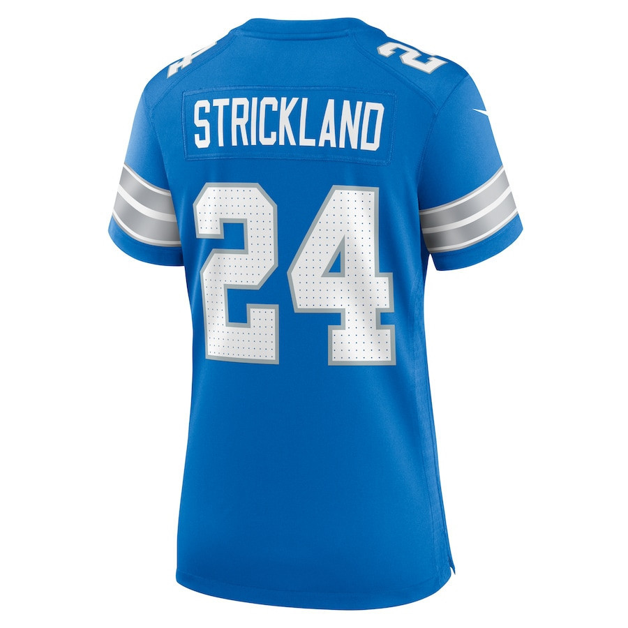 Loren Strickland #24 Detroit Lions Super Bowl LIX Women's Jersey - Blue