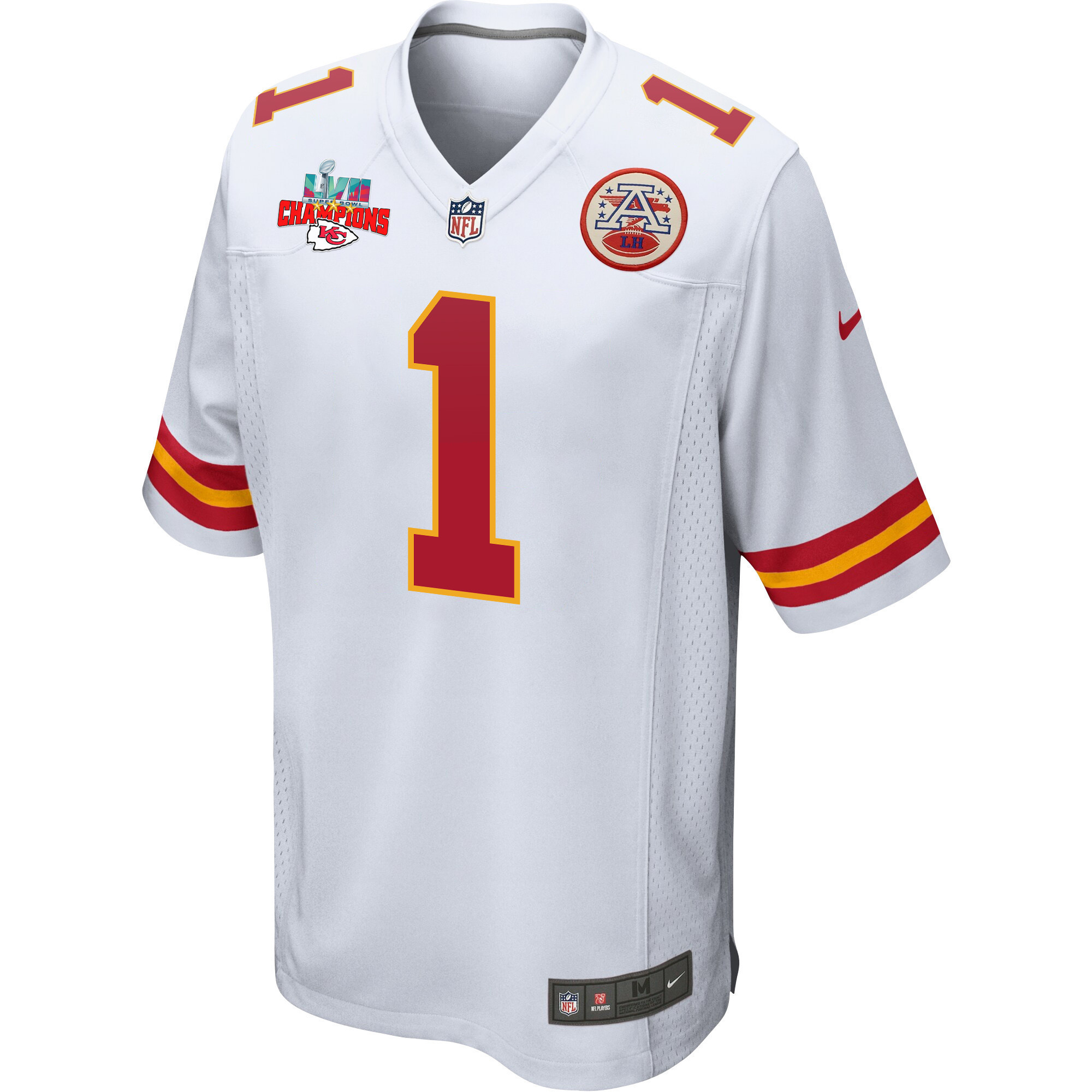 Jerick McKinnon 1 Kansas City Chiefs Super Bowl LVII Champions 3 Stars Men Game Jersey - White