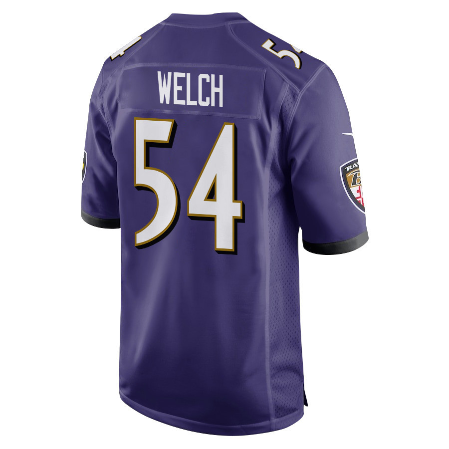 Kristian Welch 54 Baltimore Ravens Super Bowl LIX New Orleans Patch Game Men Jersey - Purple