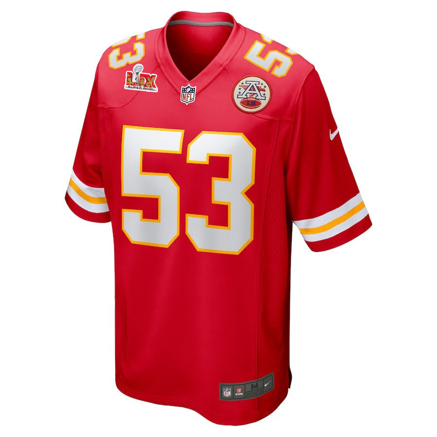 BJ Thompson #53 Kansas City Chiefs Super Bowl LIX Jersey - Men's - Red