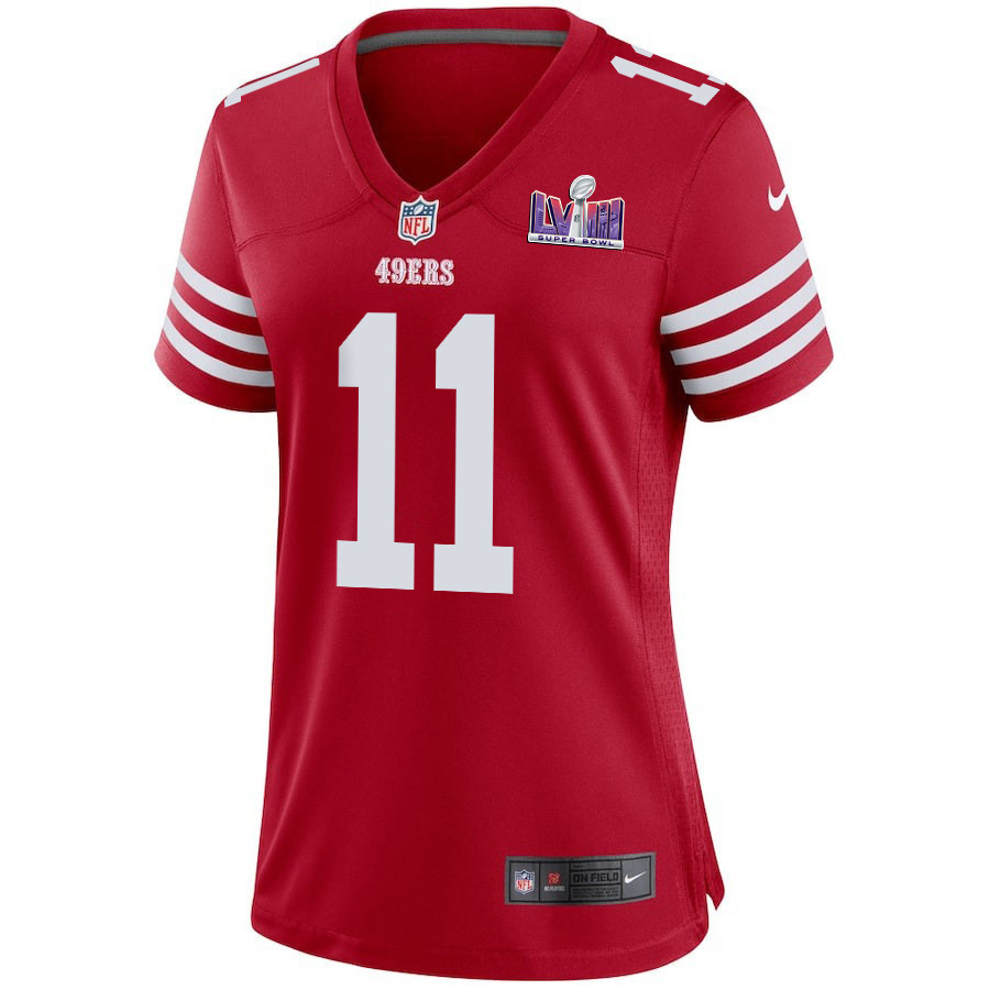 Brandon Aiyuk 11 San Francisco 49ers Super Bowl LVIII Patch Game Women Jersey - Scarlet
