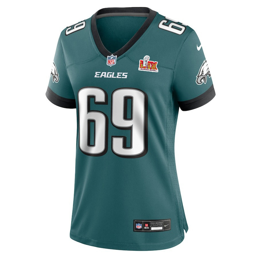 Landon Dickerson #69 Philadelphia Eagles Super Bowl LIX Women's Jersey - Midnight Green