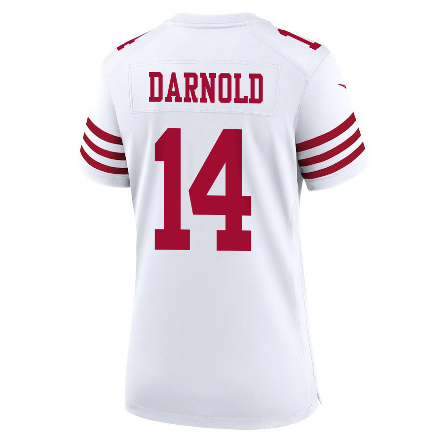 Sam Darnold 14 San Francisco 49ers Super Bowl LVIII Patch Game Women Jersey - White