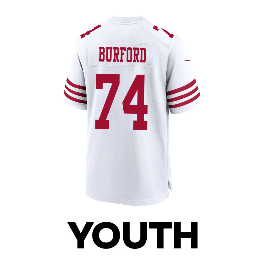 Spencer Burford 74 San Francisco 49ers Super Bowl LVIII Patch Game YOUTH Jersey - White