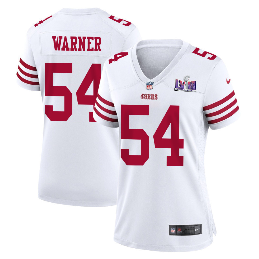 Fred Warner 54 San Francisco 49ers Super Bowl LVIII Patch Game Women Jersey - White