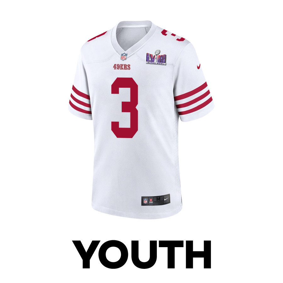 Ray-Ray McCloud III 3 San Francisco 49ers Super Bowl LVIII Patch Game YOUTH Jersey - White