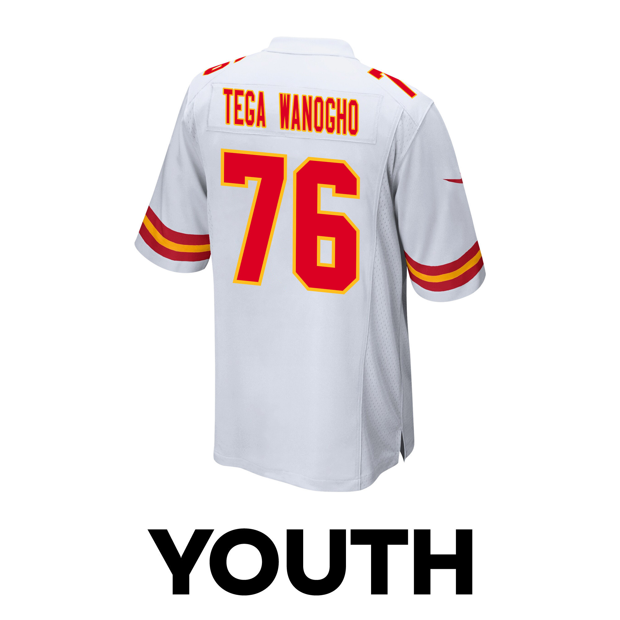 Prince Tega Wanogho 76 Kansas City Chiefs Super Bowl LVIII Patch Game YOUTH Jersey - White