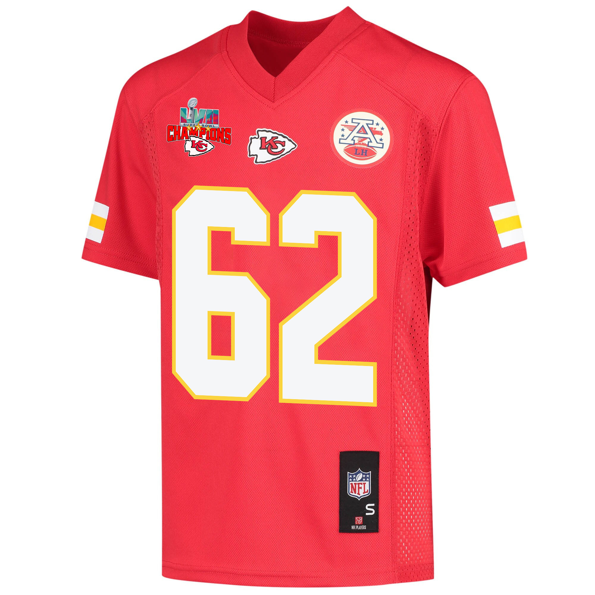 Joe Thuney 62 Kansas City Chiefs Super Bowl LVII Champions 3 Stars Youth Game Jersey - Red