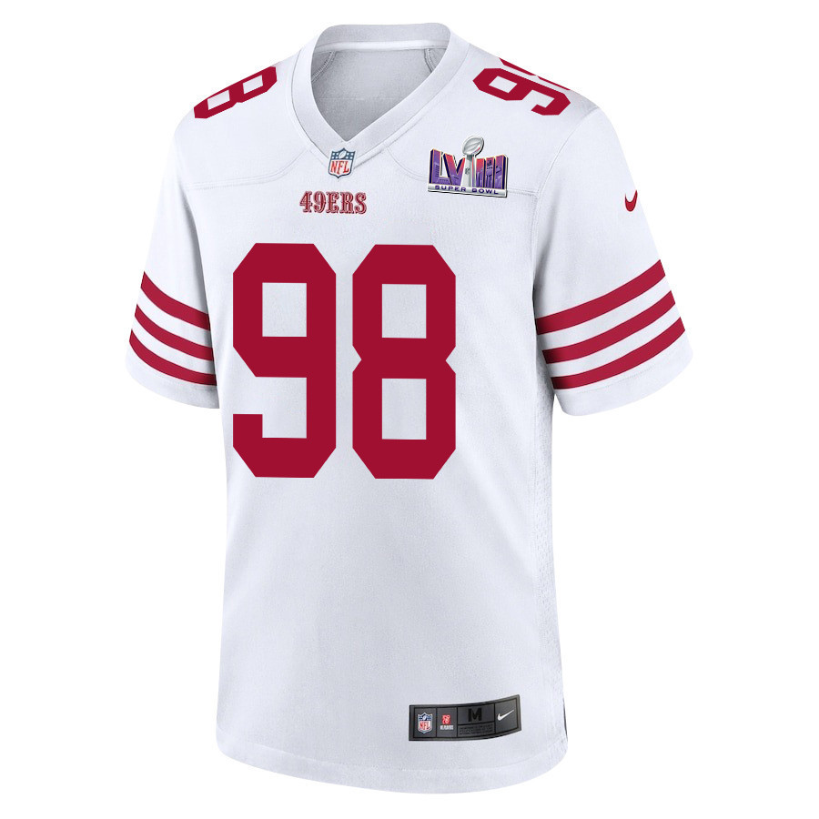 Javon Hargrave 98 San Francisco 49ers Super Bowl LVIII Patch Game Men Jersey - White