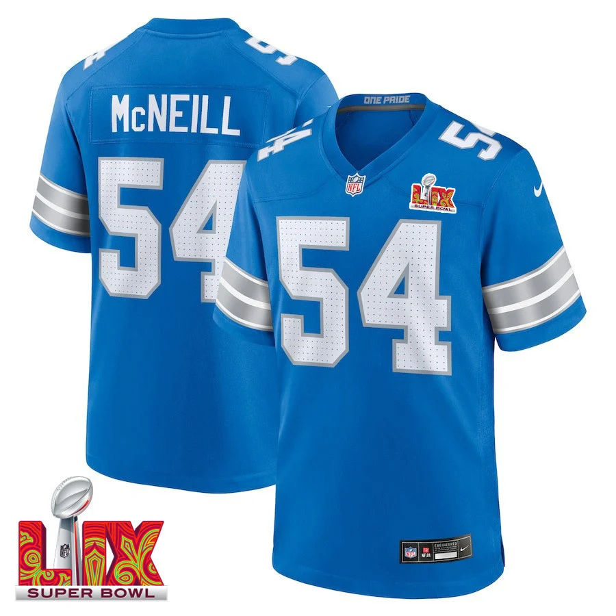 Alim McNeill #54 Detroit Lions Super Bowl LIX Jersey - Men's - Blue