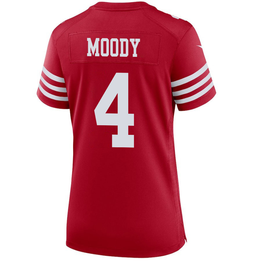 Jake Moody 4 San Francisco 49ers Super Bowl LVIII Patch Game Women Jersey - Scarlet