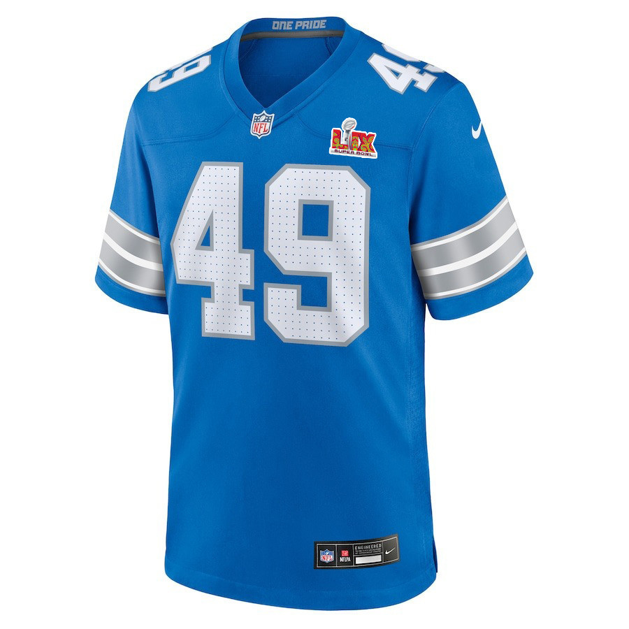 Hogan Hatten #49 Detroit Lions Super Bowl LIX YOUTH Jersey - Blue