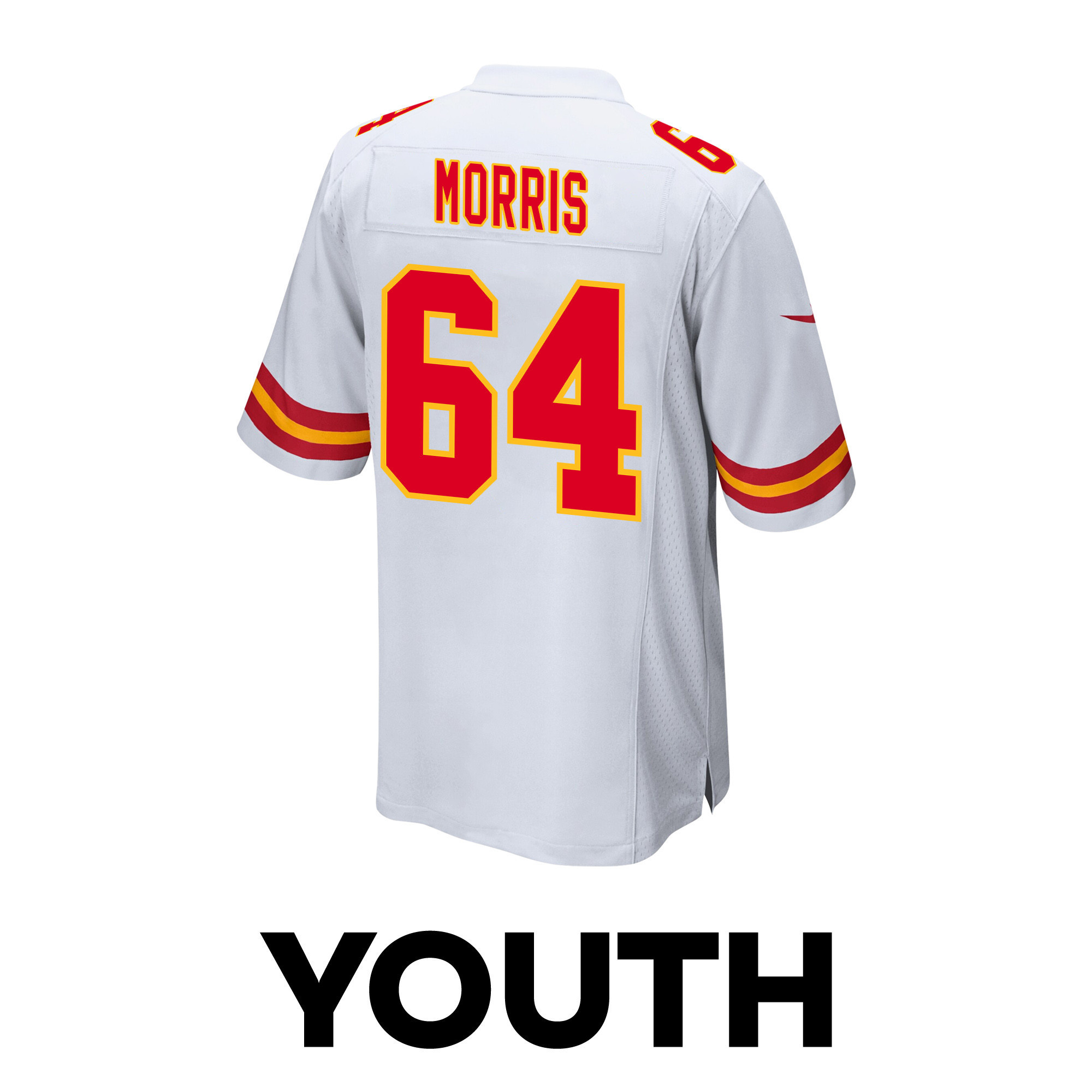 Wanya Morris 64 Kansas City Chiefs Super Bowl LVIII Patch Game YOUTH Jersey - White