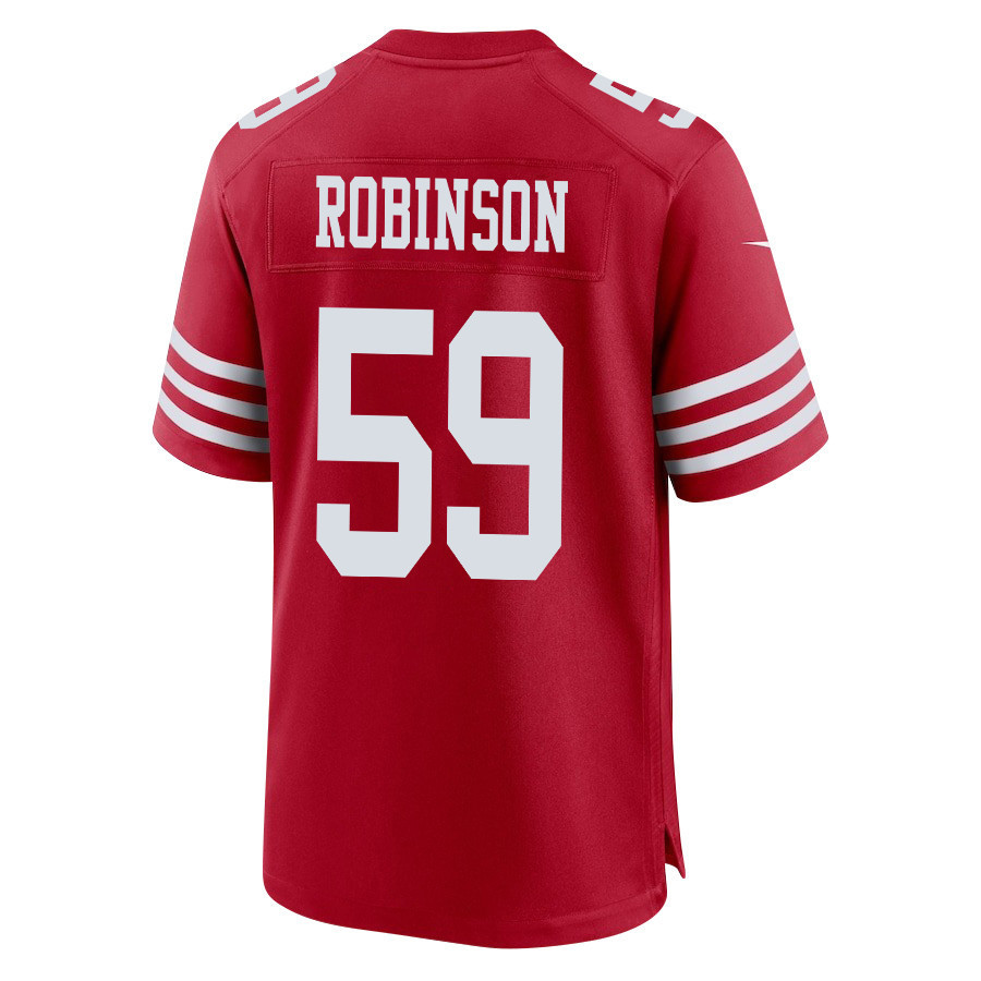 Curtis Robinson 59 San Francisco 49ers Super Bowl LVIII Patch Game Men Jersey - Scarlet