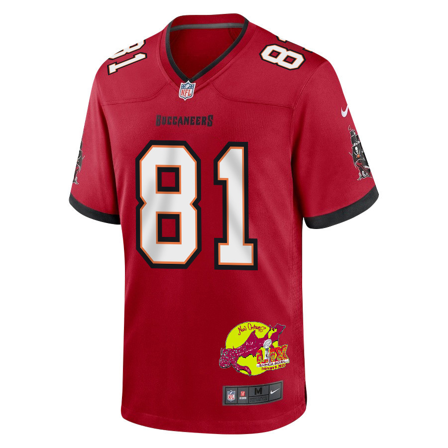 Ryan Miller 81 Tampa Bay Buccaneers Super Bowl LIX New Orleans Patch Game Men Jersey - Red