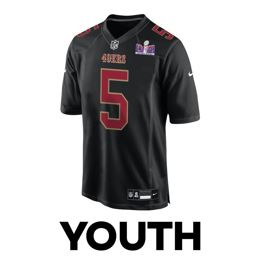 Randy Gregory 5 San Francisco 49ers Super Bowl LVIII Patch Fashion Game YOUTH Jersey - Carbon Black