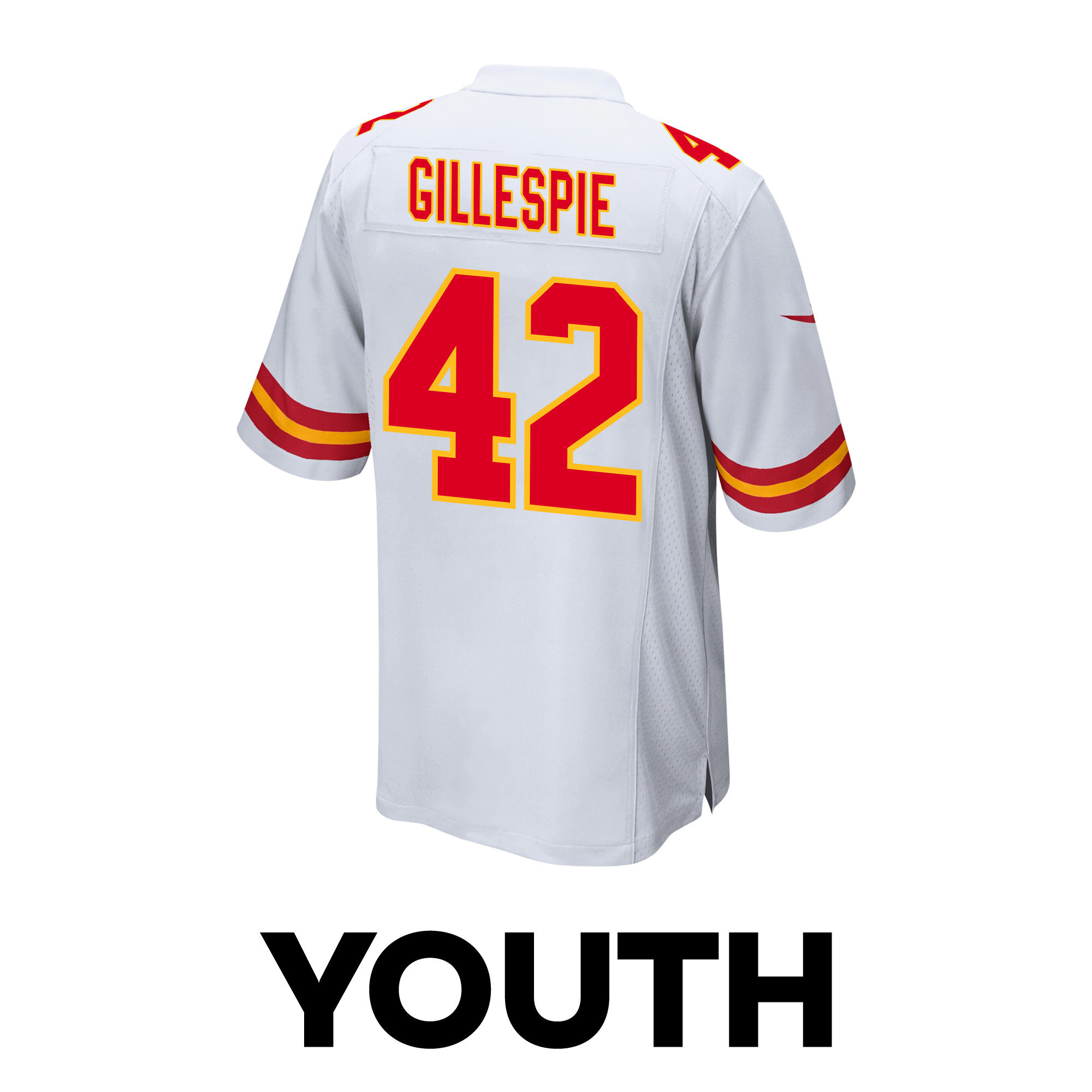 Tyree Gillespie 42 Kansas City Chiefs Super Bowl LVIII Patch Game YOUTH Jersey - White