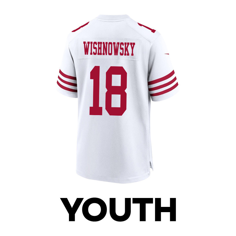 Mitch Wishnowsky 18 San Francisco 49ers Super Bowl LVIII Patch Game YOUTH Jersey - White
