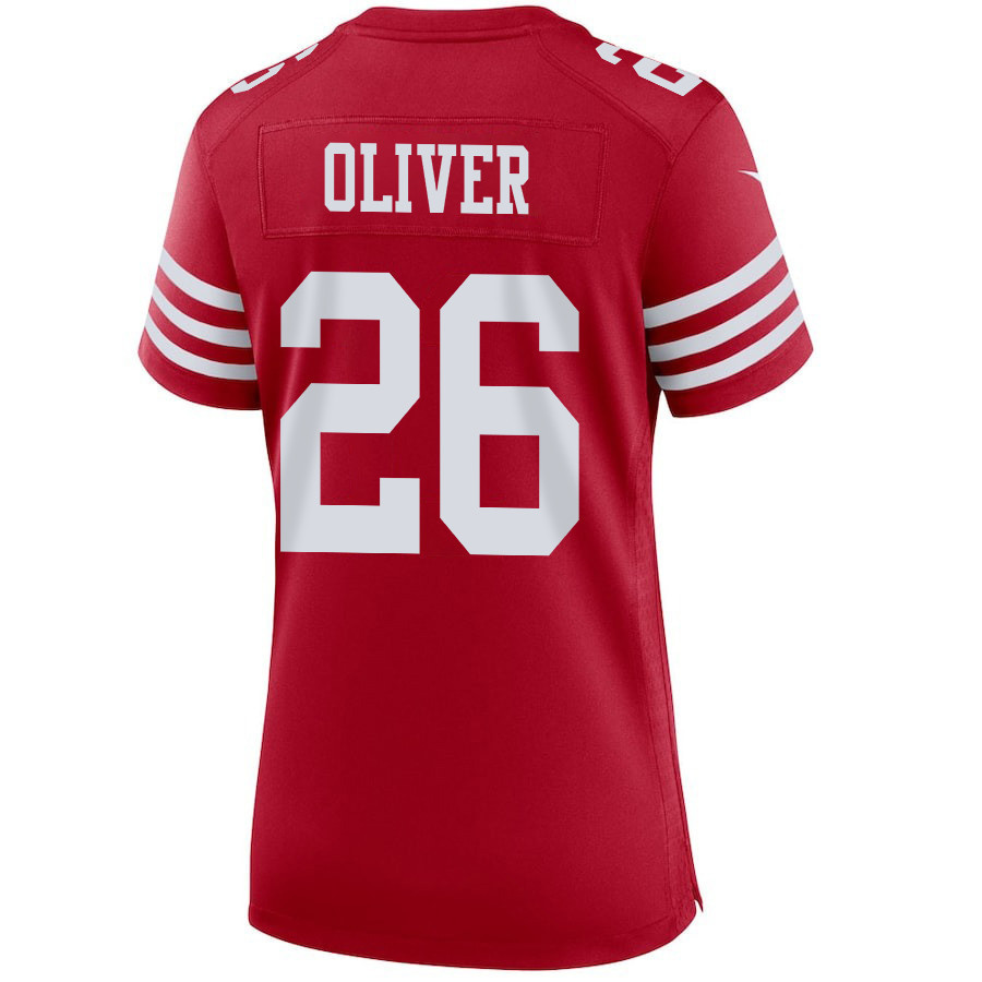 Isaiah Oliver 26 San Francisco 49ers Super Bowl LVIII Patch Game Women Jersey - Scarlet
