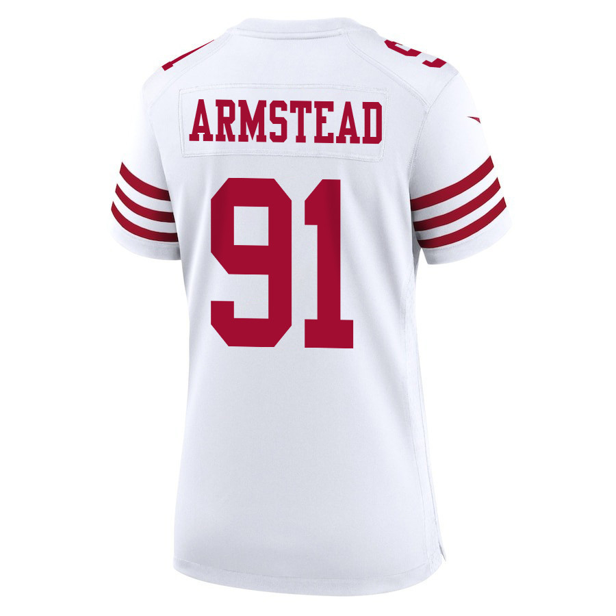 Arik Armstead 91 San Francisco 49ers Super Bowl LVIII Patch Game Women Jersey - White