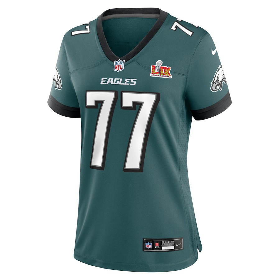 Mekhi Becton #77 Philadelphia Eagles Super Bowl LIX Women's Jersey - Midnight Green