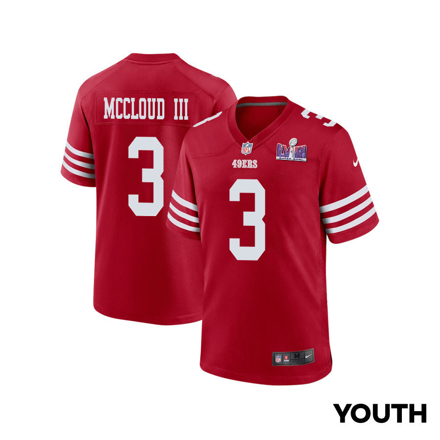 Ray-Ray McCloud III 3 San Francisco 49ers Super Bowl LVIII Patch Game YOUTH Jersey - Scarlet