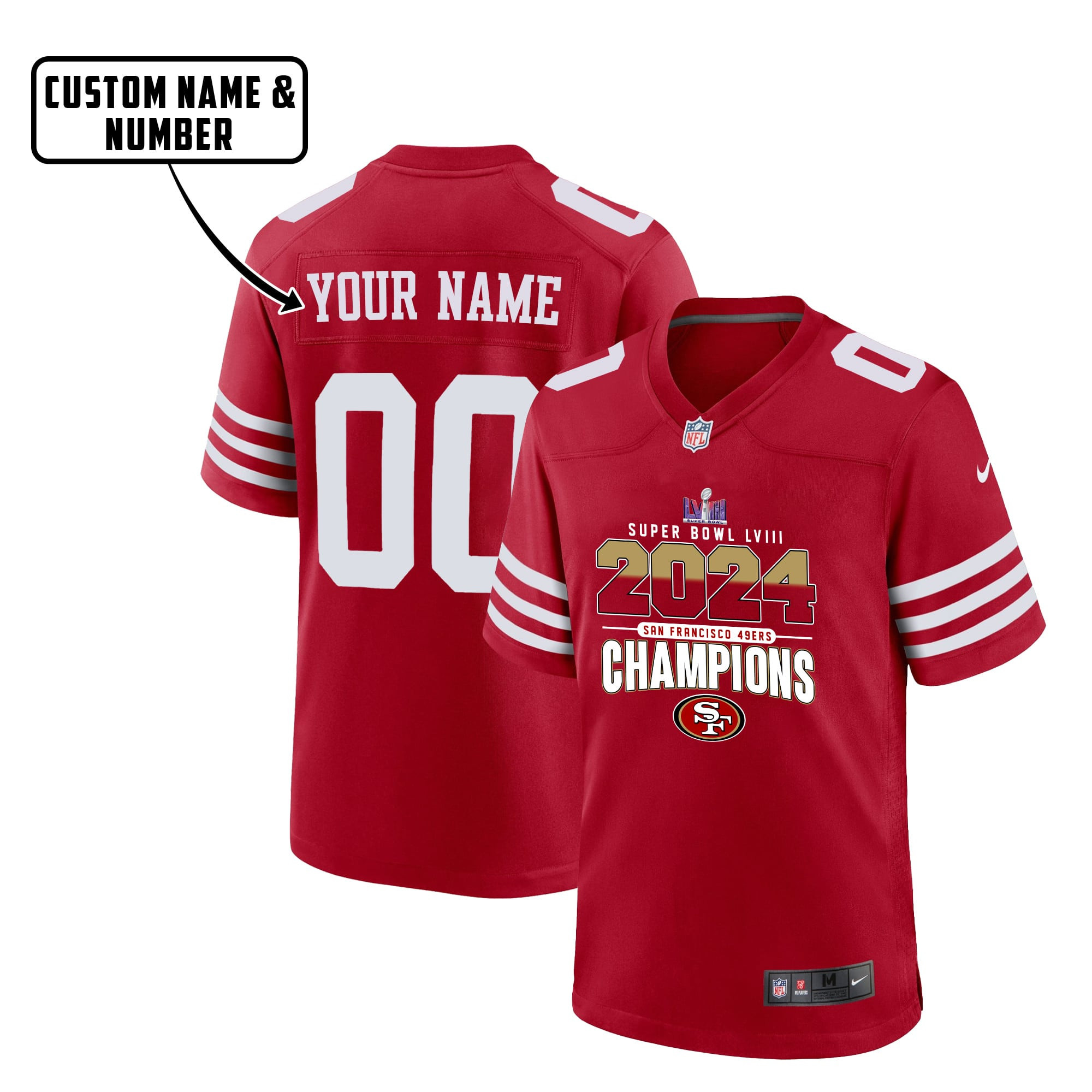 San Francisco 49ers Super Bowl LVIII 2024Game Jersey - Men, Red V5