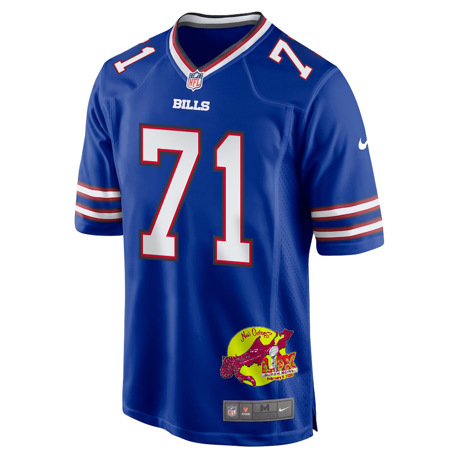 Quinton Jefferson 71 Buffalo Bills Super Bowl LIX New Orleans Patch Game Men Jersey - Royal