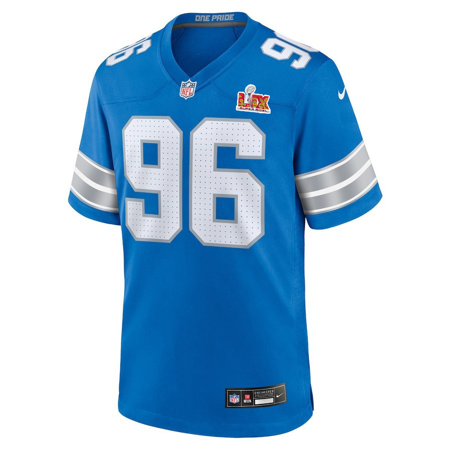 Kyle Peko #96 Detroit Lions Super Bowl LIX YOUTH Jersey - Blue