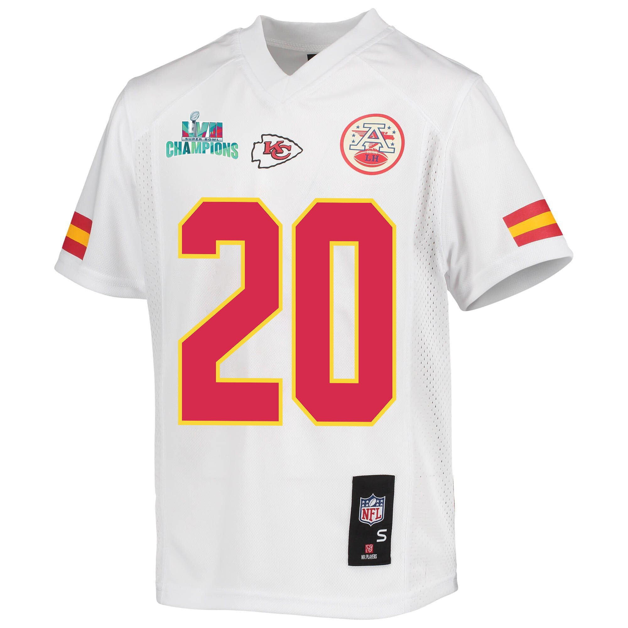 Justin Reid 20 Kansas City Chiefs Super Bowl LVII Champions Youth Game Jersey - White