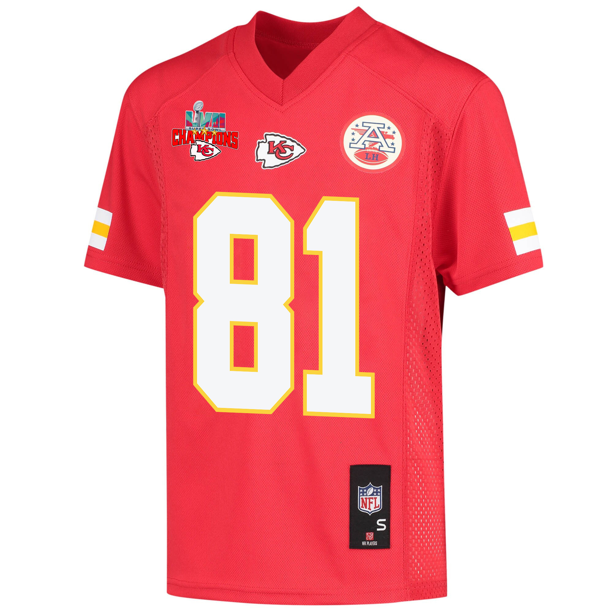 Blake Bell 81 Kansas City Chiefs Super Bowl LVII Champions 3 Stars Youth Game Jersey - Red