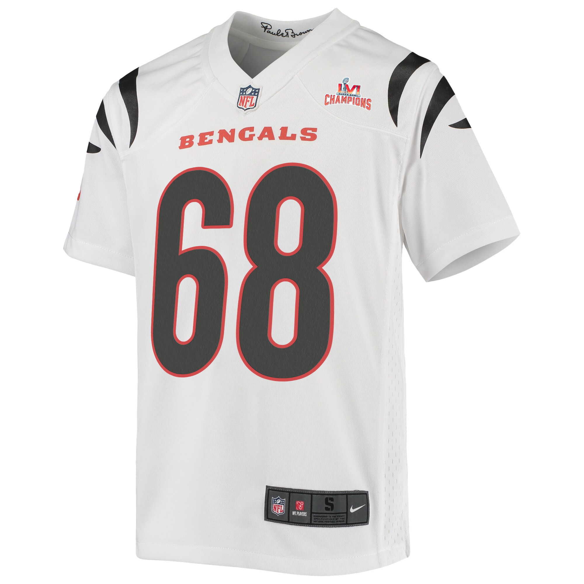 Super Bowl LVI Champions Cincinnati Bengals Josh Tupou 68 White Youth's Jersey Jersey