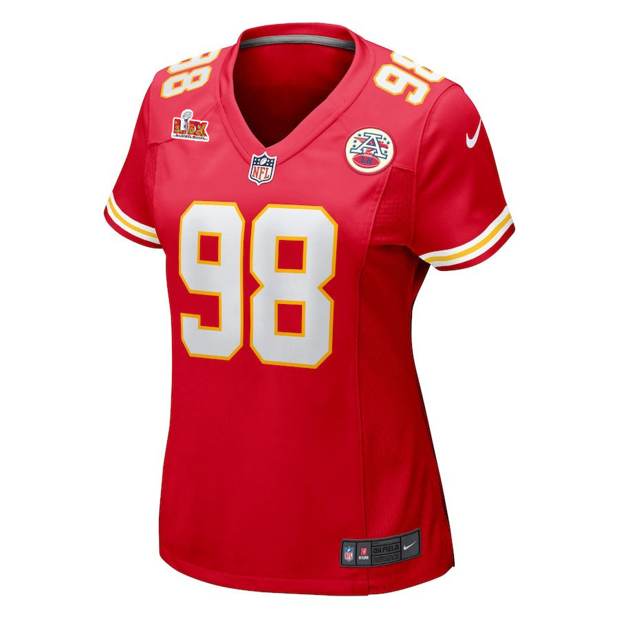 Tershawn Wharton #98 Kansas City Chiefs Super Bowl LIX Women's Jersey - Red