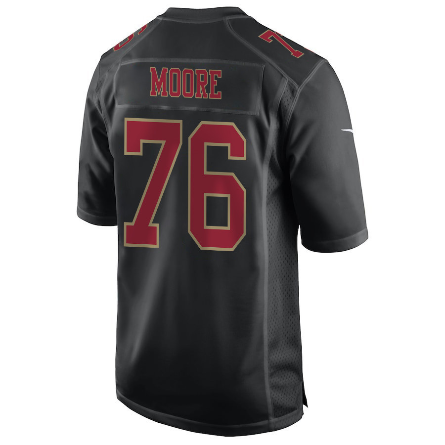 Jaylon Moore 76 San Francisco 49ers Super Bowl LVIII Patch Fashion Game Men Jersey - Carbon Black