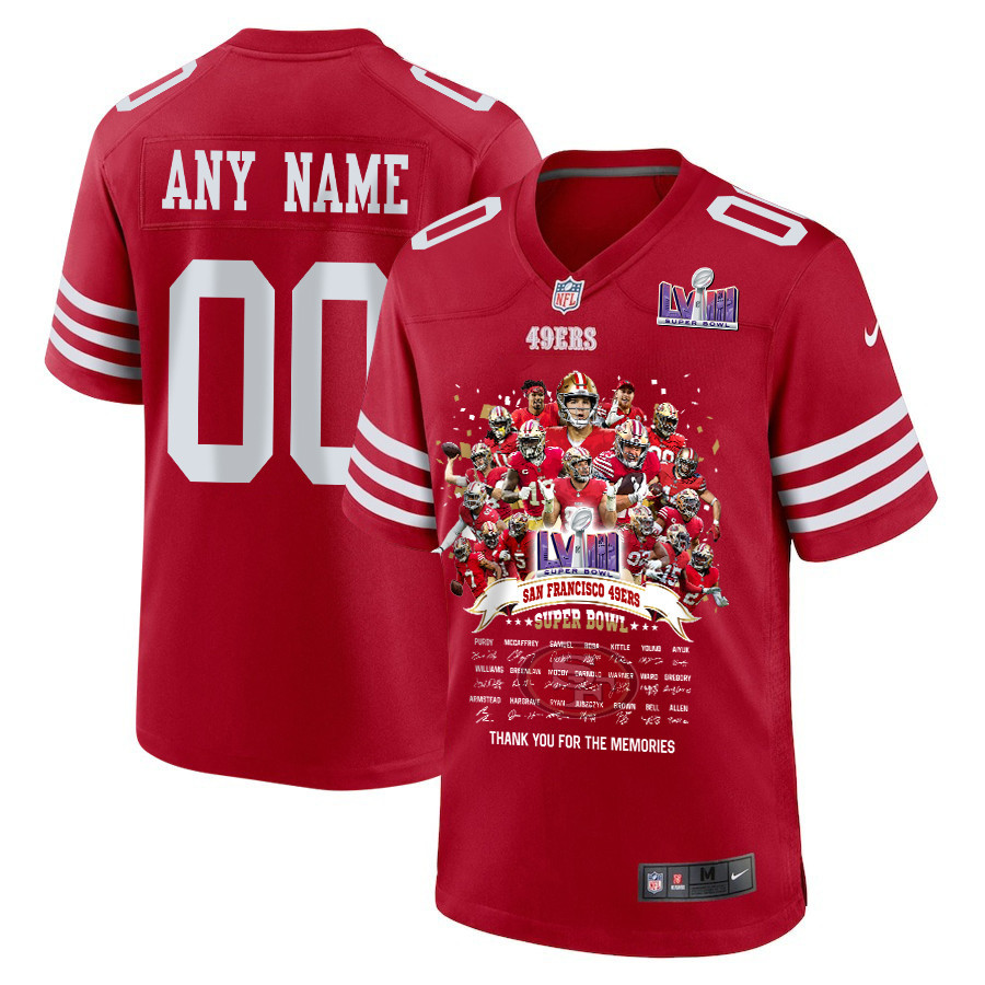 San Francisco 49ers Super Bowl LVIII Thanks For Memories Game Custom Men Jersey - Scarlet
