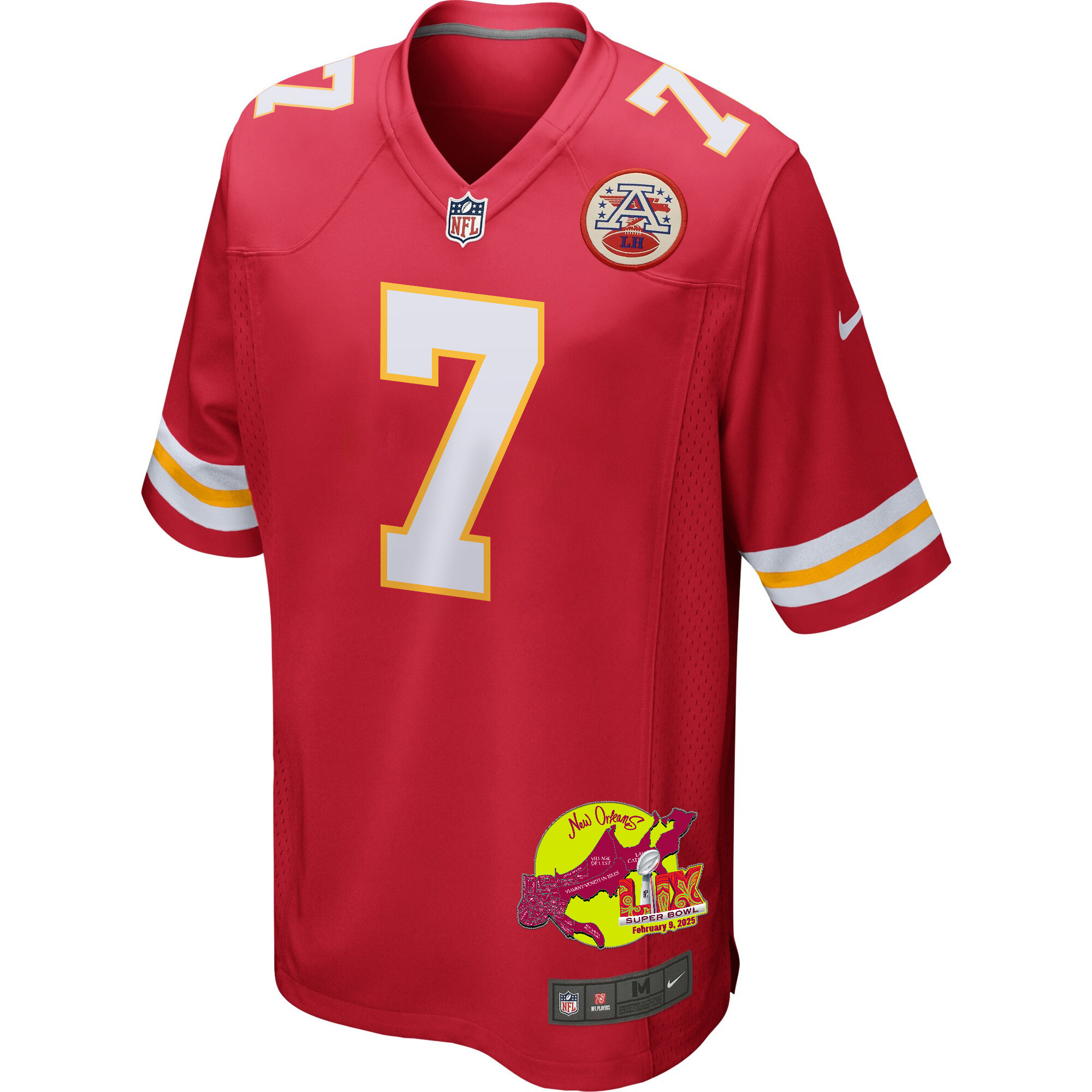 Harrison Butker 7 Kansas City Chiefs Super Bowl LIX New Orleans Patch Game Men Jersey - Red
