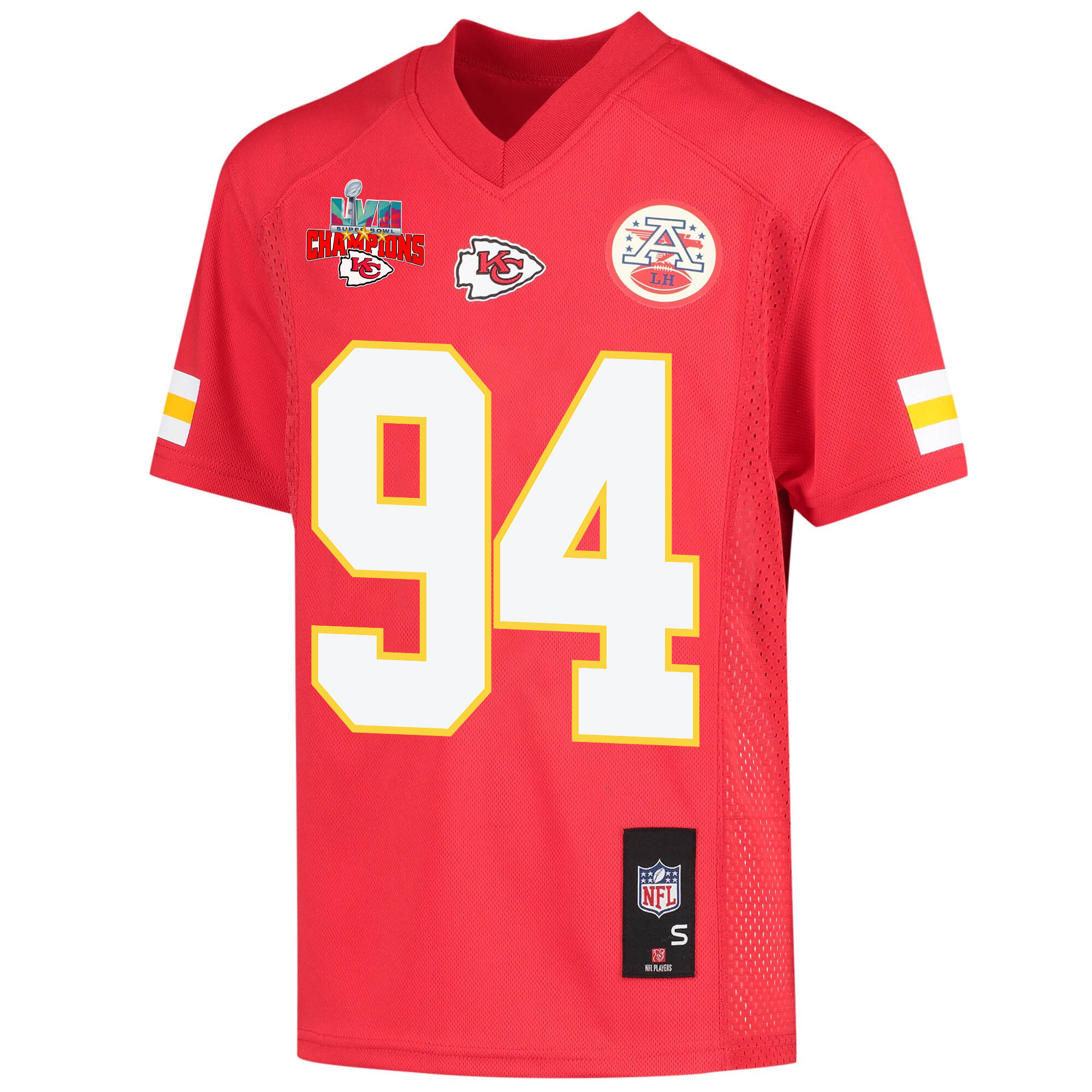 Malik Herring 94 Kansas City Chiefs Super Bowl LVII Champions 3 Stars Youth Game Jersey - Red