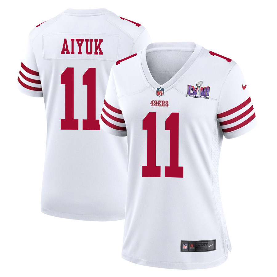 Brandon Aiyuk 11 San Francisco 49ers Super Bowl LVIII Patch Game Women Jersey - White