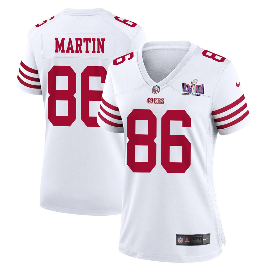 Tay Martin 86 San Francisco 49ers Super Bowl LVIII Patch Game Women Jersey - White