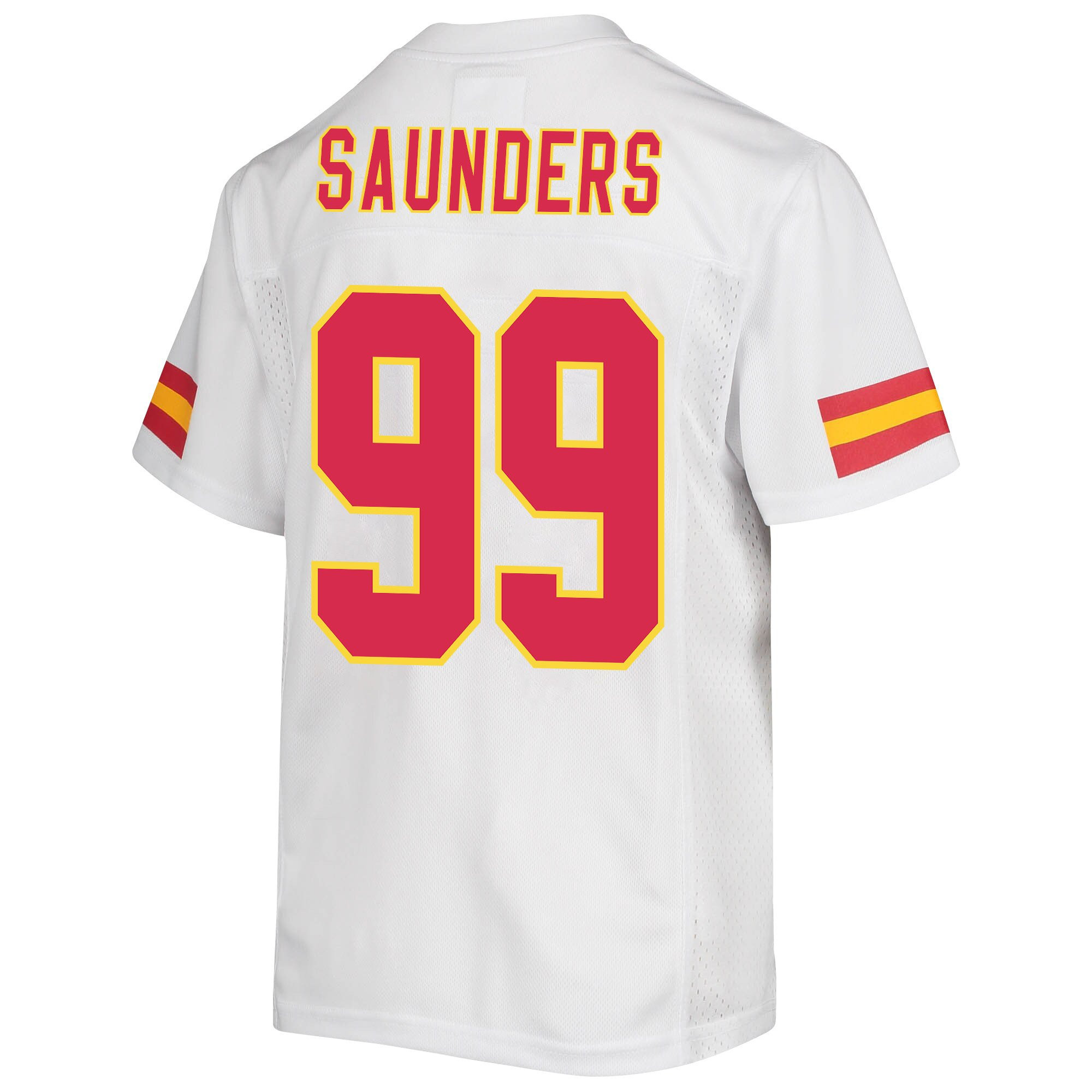 Khalen Saunders 99 Kansas City Chiefs Super Bowl LVII Champions Youth Game Jersey - White