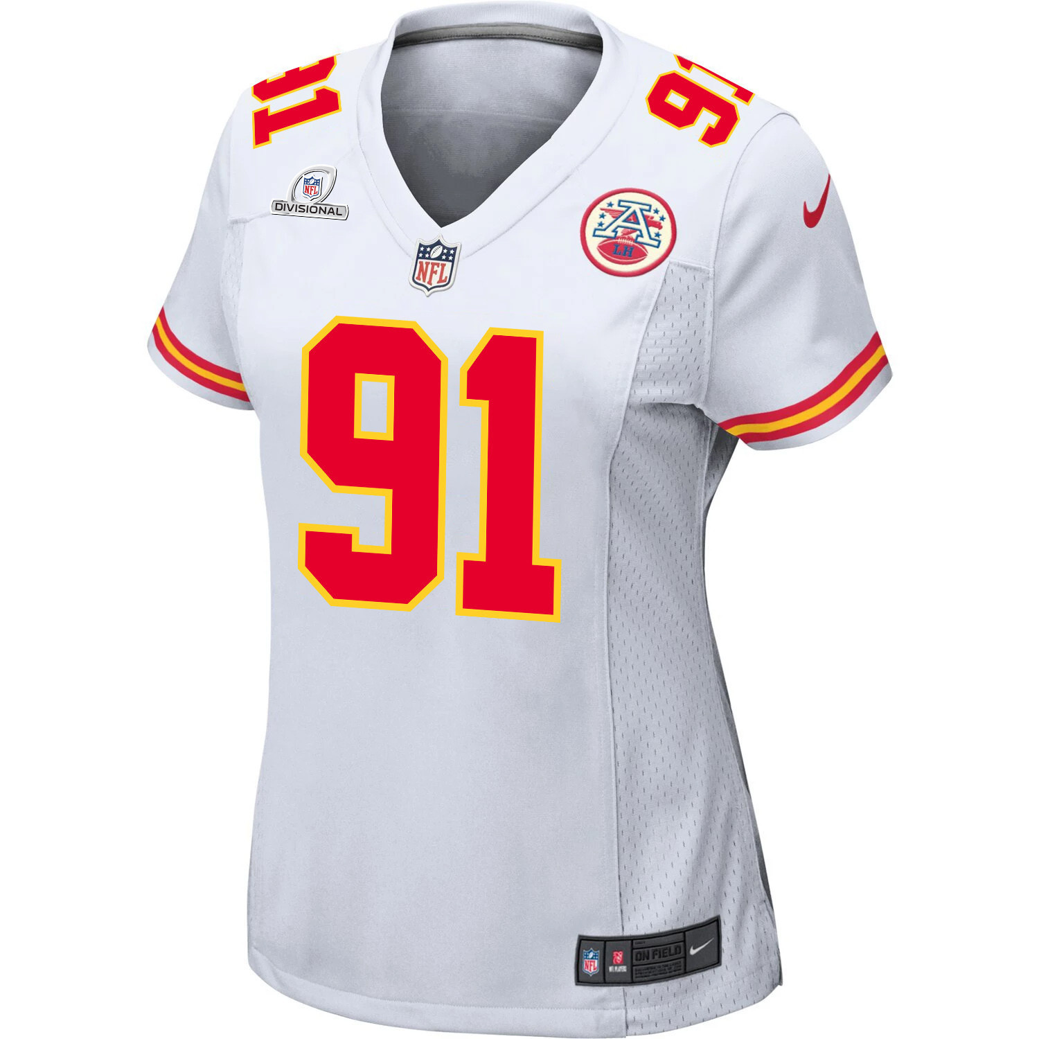 Derrick Nnadi 91 Kansas City Chiefs Super Bowl LVIII Patch Game Women Jersey - White