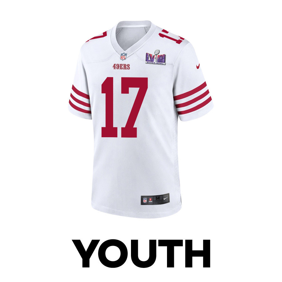 Brandon Allen 17 San Francisco 49ers Super Bowl LVIII Patch Game YOUTH Jersey - White