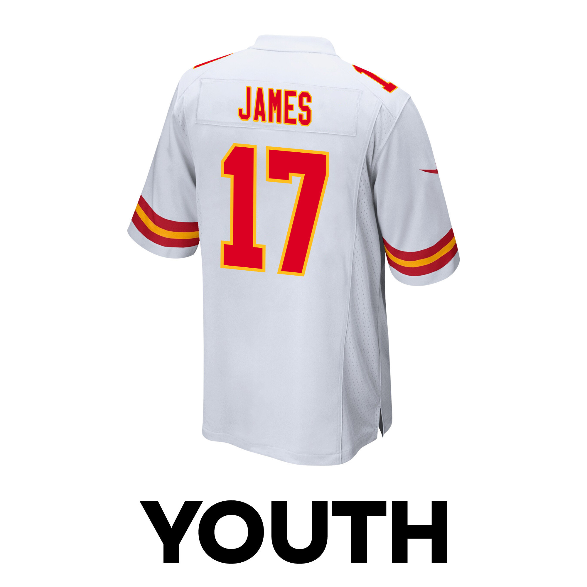 Richie James 17 Kansas City Chiefs Super Bowl LVIII Patch Game YOUTH Jersey - White