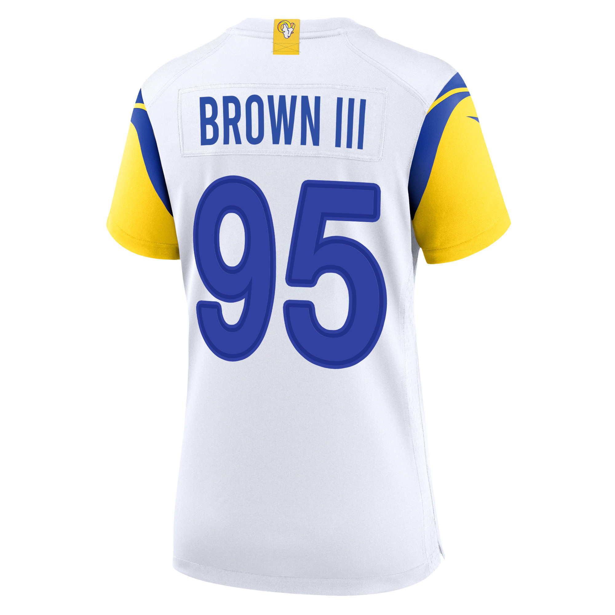 Super Bowl LVI Champions Los Angeles Rams Bobby Brown III 95 White Women's Jersey Jersey