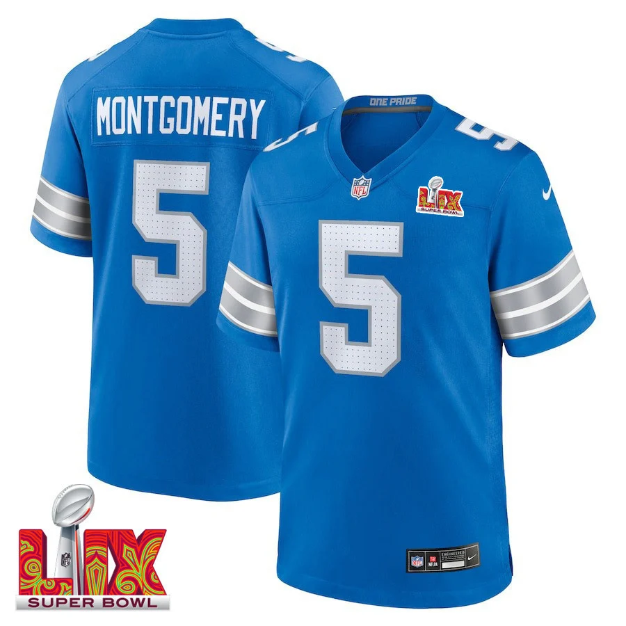 David Montgomery #5 Detroit Lions Super Bowl LIX Jersey - Men's - Blue