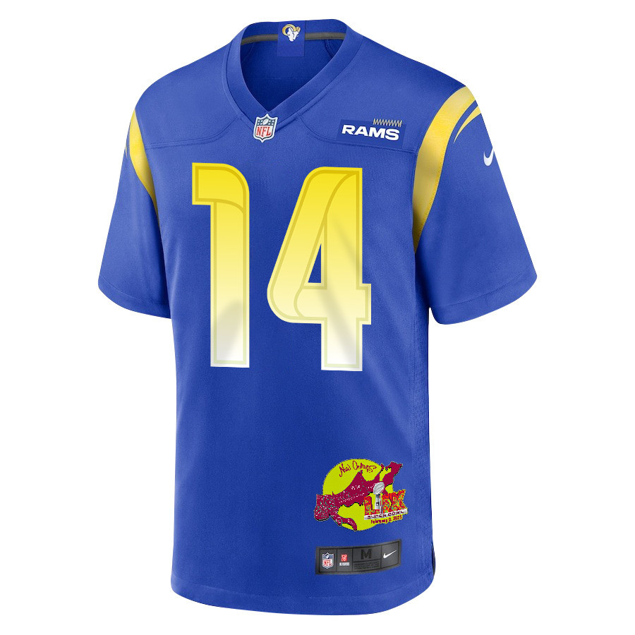 Cobie Durant 14 Los Angeles Rams Super Bowl LIX New Orleans Patch Game Men Jersey - Royal