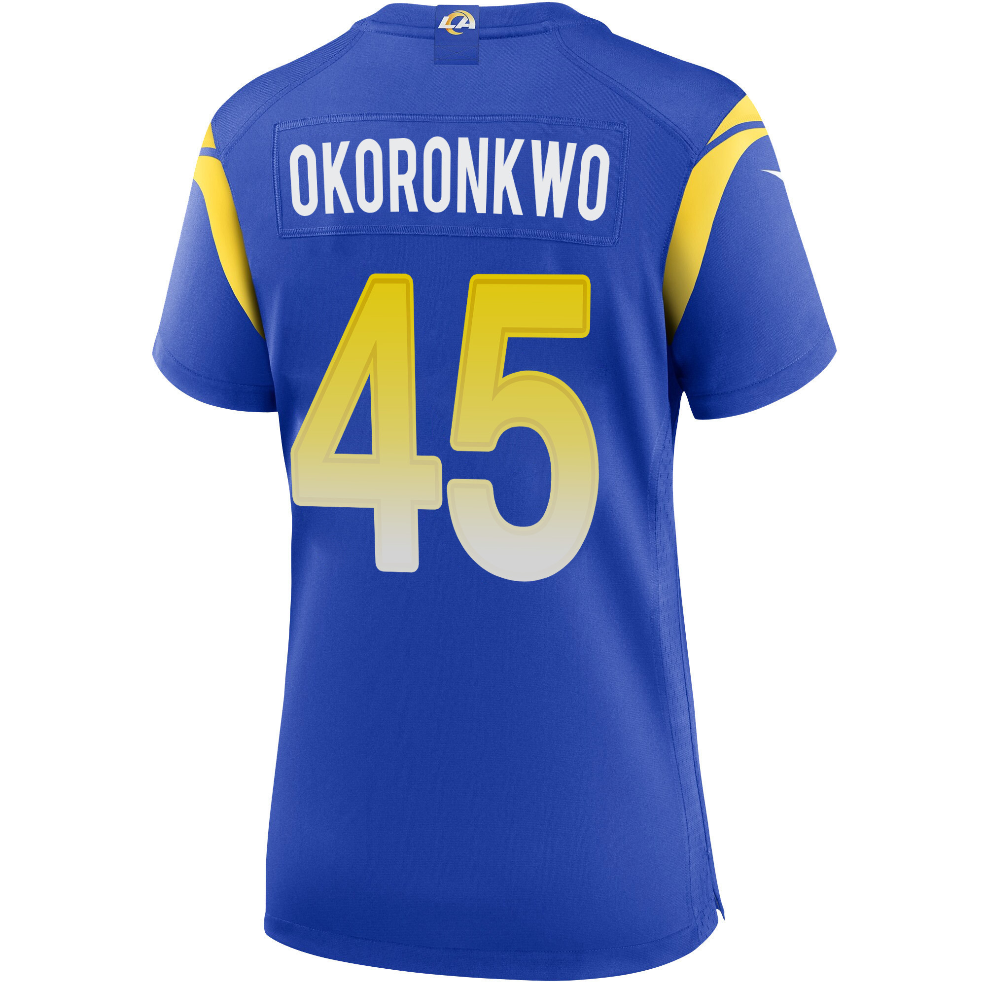 Super Bowl LVI Champions Los Angeles Rams Ogbonnia Okoronkwo 45 Royal Women's Jersey Jersey